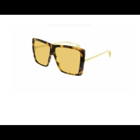 Gucci Square Tortoiseshell Frame Sunglasses with Yellow Lenses main image 5